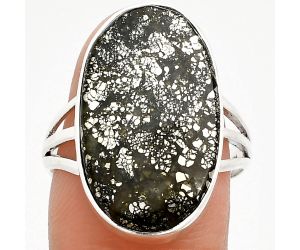 Nipomo Marcasite Agate Ring size-9 EXR01767 R-1003, 13x22 mm