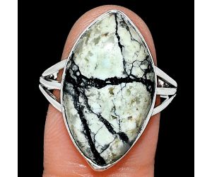 Authentic White Buffalo Turquoise Nevada Ring size-10 EXR01776 R-1003, 14x23 mm