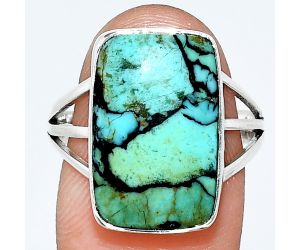 Lucky Charm Tibetan Turquoise Ring size-9 EXR01777 R-1003, 12x18 mm