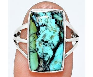 Lucky Charm Tibetan Turquoise Ring size-8 EXR01785 R-1003, 10x18 mm