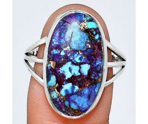 Kingman Purple Dahlia Turquoise Ring size-10 EXR01797 R-1003, 12x21 mm