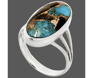 Shell In Black Blue Turquoise Ring size-9.5 EXR01799 R-1003, 11x20 mm