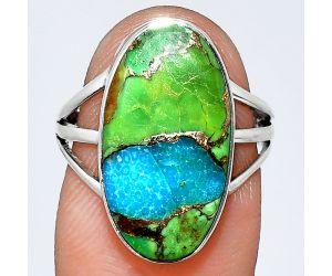 Blue Turquoise In Green Mohave Ring size-7 EXR01804 R-1003, 10x19 mm