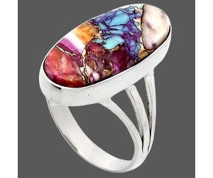 Kingman Orange Dahlia Turquoise Ring size-8 EXR01808 R-1003, 10x21 mm