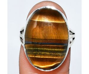 Tiger Eye Ring size-7 EXR01836 R-1003, 15x21 mm