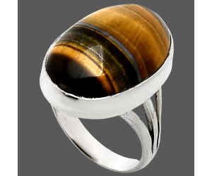 Tiger Eye Ring size-7 EXR01836 R-1003, 15x21 mm