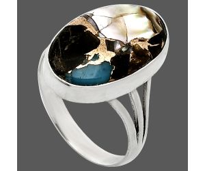 Shell In Black Blue Turquoise Ring size-10 EXR01841 R-1003, 13x21 mm