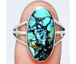 Lucky Charm Tibetan Turquoise Ring size-8 EXR01851 R-1003, 10x19 mm