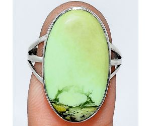 Lemon Chrysoprase Ring size-7 EXR01857 R-1003, 12x21 mm