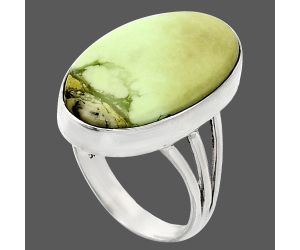 Lemon Chrysoprase Ring size-7 EXR01857 R-1003, 12x21 mm