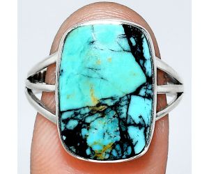 Lucky Charm Tibetan Turquoise Ring size-9 EXR01866 R-1003, 12x17 mm