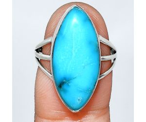 Natural Turquoise Morenci Mine Ring size-7 EXR01867 R-1003, 10x22 mm