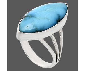 Natural Turquoise Morenci Mine Ring size-7 EXR01867 R-1003, 10x22 mm