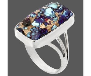 Kingman Purple Dahlia Turquoise Ring size-9 EXR01868 R-1003, 12x20 mm