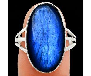 Blue Fire Labradorite Ring size-9 EXR01880 R-1003, 12x22 mm