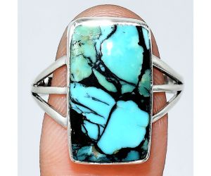 Lucky Charm Tibetan Turquoise Ring size-10 EXR01883 R-1003, 11x19 mm