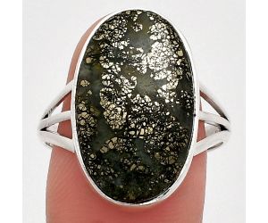 Nipomo Marcasite Agate Ring size-10 EXR01897 R-1003, 13x21 mm