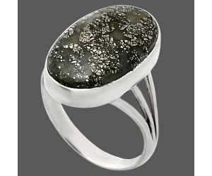 Nipomo Marcasite Agate Ring size-10 EXR01897 R-1003, 13x21 mm