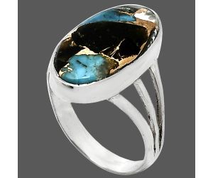 Shell In Black Blue Turquoise Ring size-8 EXR01901 R-1003, 11x19 mm