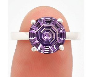 African Amethyst Ring size-7.5 EXR01936 R-1019, 10x10 mm