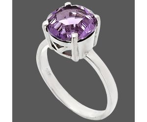 African Amethyst Ring size-7.5 EXR01936 R-1019, 10x10 mm