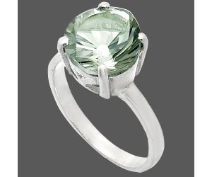 Prasiolite (Green Amethyst) Ring size-7 EXR01966 R-1019, 10x10 mm