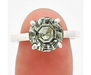 Prasiolite (Green Amethyst) Ring size-9 EXR01971 R-1019, 10x10 mm