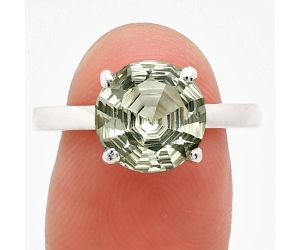 Prasiolite (Green Amethyst) Ring size-9.5 EXR01985 R-1019, 10x10 mm