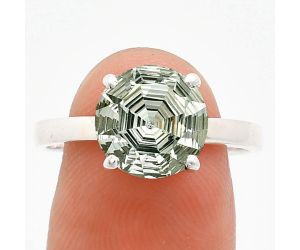 Prasiolite (Green Amethyst) Ring size-9 EXR01989 R-1019, 10x10 mm