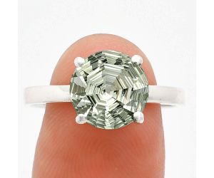 Prasiolite (Green Amethyst) Ring size-9.5 EXR01990 R-1019, 10x10 mm