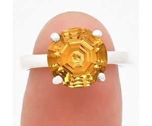 Citrine Ring size-8 EXR02011 R-1019, 10x10 mm