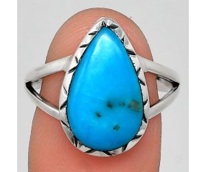 Natural Turquoise Morenci Mine Ring size-8.5 EXR02085 R-1074, 10x16 mm