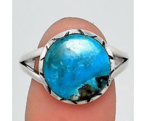 Natural Turquoise Morenci Mine Ring size-9.5 EXR02086 R-1074, 12x12 mm