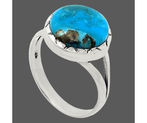 Natural Turquoise Morenci Mine Ring size-9.5 EXR02086 R-1074, 12x12 mm