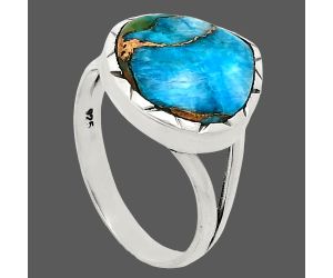 Spiny Oyster Turquoise Ring size-8.5 EXR02087 R-1074, 14x14 mm