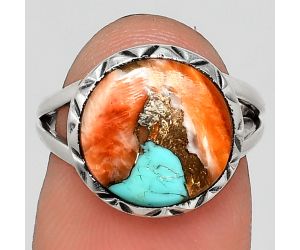 Spiny Oyster Turquoise Ring size-6 EXR02089 R-1074, 12x12 mm