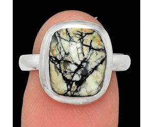 Authentic White Buffalo Turquoise Nevada Ring size-8 EXR02093 R-1007, 10x12 mm