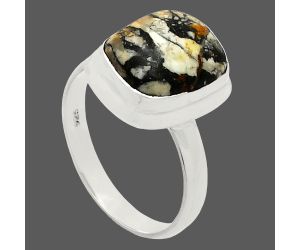 Authentic White Buffalo Turquoise Nevada Ring size-8 EXR02096 R-1007, 10x12 mm