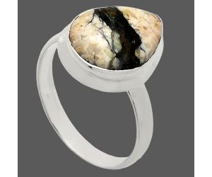 Authentic White Buffalo Turquoise Nevada Ring size-10 EXR02097 R-1007, 11x15 mm