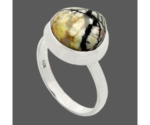 Authentic White Buffalo Turquoise Nevada Ring size-10 EXR02099 R-1007, 13x13 mm