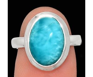 Larimar (Dominican Republic) Ring size-7.5 EXR02101 R-1007, 10x14 mm