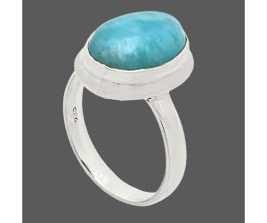 Larimar (Dominican Republic) Ring size-7.5 EXR02101 R-1007, 10x14 mm