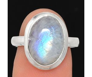 Rainbow Moonstone Ring size-8 EXR02108 R-1007, 10x14 mm