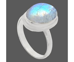 Rainbow Moonstone Ring size-8 EXR02108 R-1007, 10x14 mm