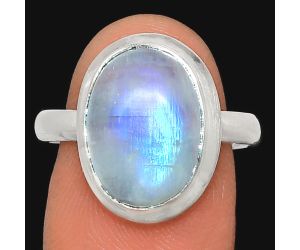 Rainbow Moonstone Ring size-8.5 EXR02109 R-1007, 10x14 mm