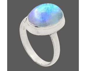 Rainbow Moonstone Ring size-8.5 EXR02109 R-1007, 10x14 mm