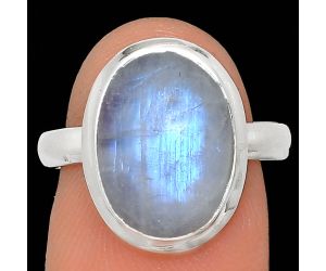 Rainbow Moonstone Ring size-8 EXR02111 R-1007, 10x14 mm