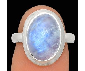 Rainbow Moonstone Ring size-7 EXR02112 R-1007, 10x14 mm