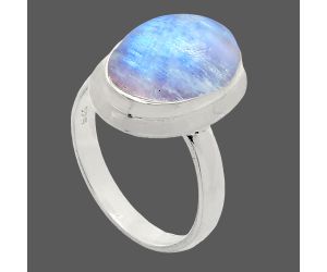 Rainbow Moonstone Ring size-7 EXR02112 R-1007, 10x14 mm