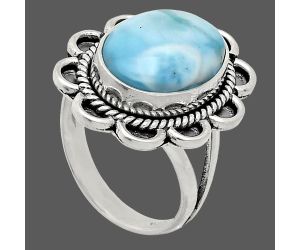 Larimar (Dominican Republic) Ring size-7 EXR02123 R-1221, 10x14 mm